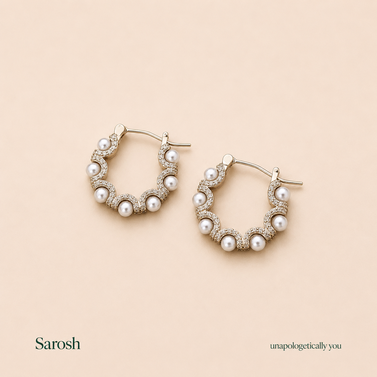 Silver Pearls Hoop